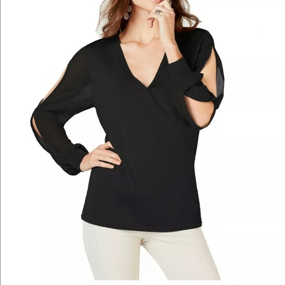 INC Illusion sleeve shirt blouse - Picture 1 of 4